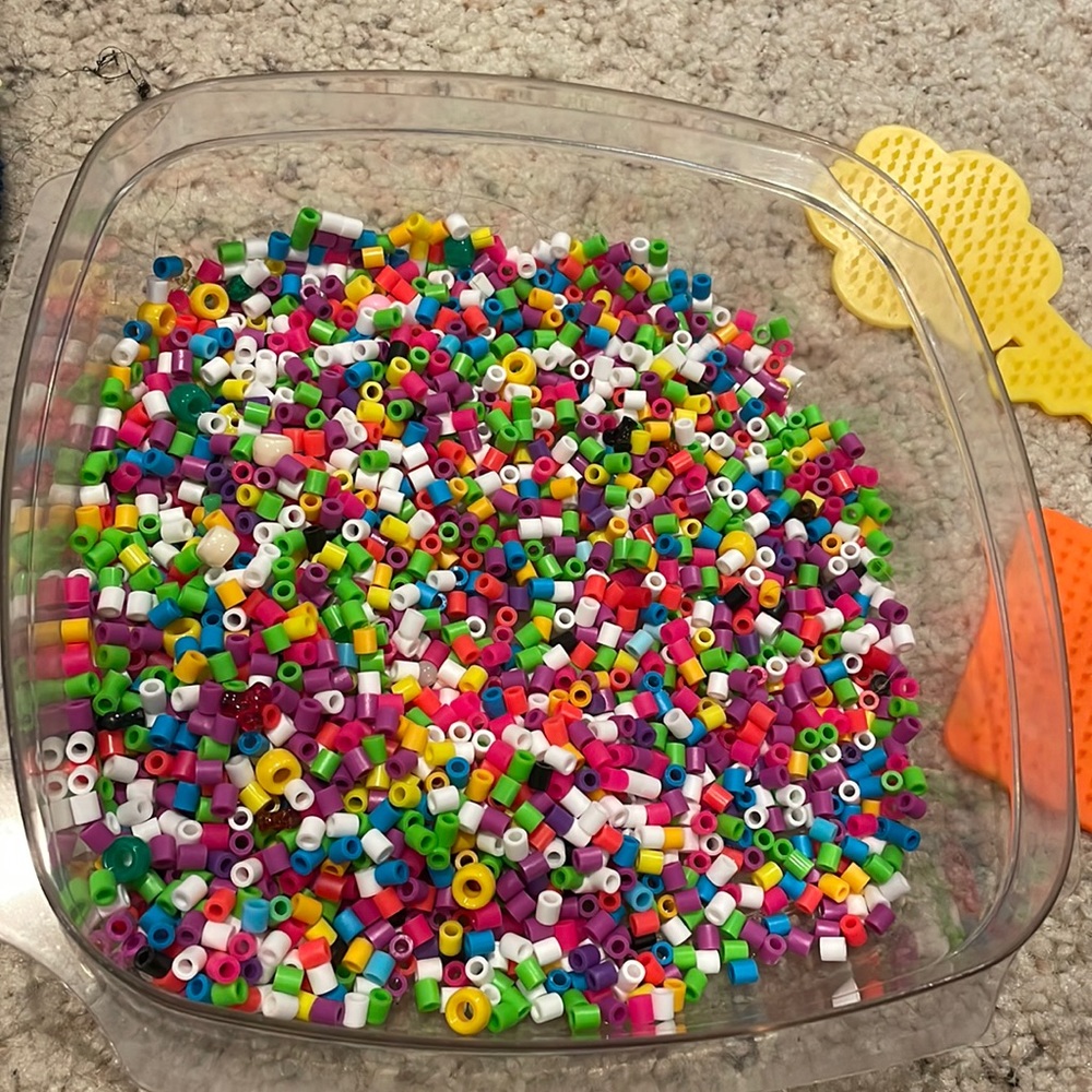 Perler Beads and two stencils